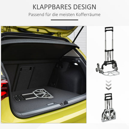 Faltbarer Treppensteiger aus Aluminium mit 6 Rädern, 70 kg Tragkraft
