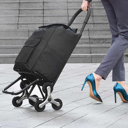 Stair Climbing Shopping Cart, 36L Foldable 6-Wheel