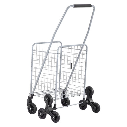 Stair Climbing Shopping Cart with Swivel Wheels, 45 L, 88 lb, Silver