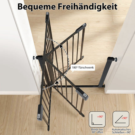 Treppenschutzgitter ohne Bohren, 75–82 cm, selbstschließend, Schwarz