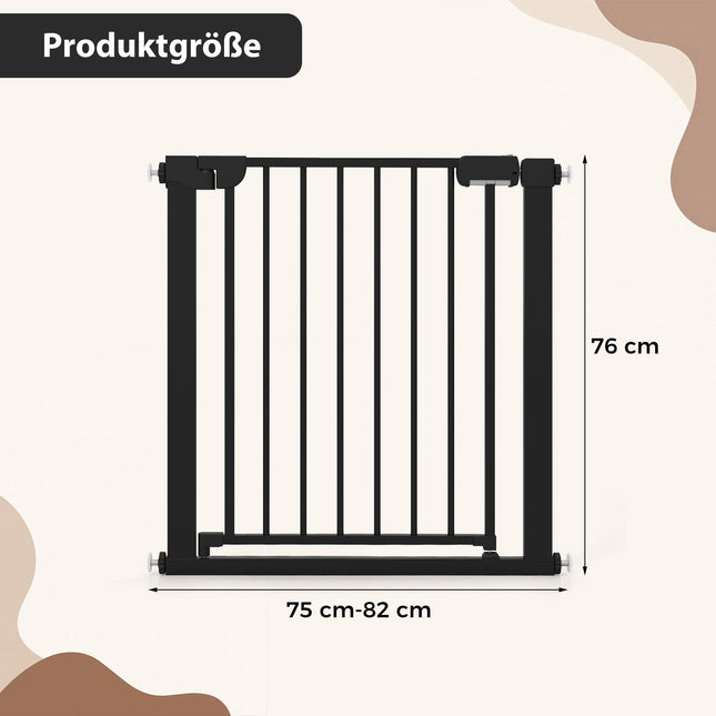 Treppenschutzgitter ohne Bohren, 75–82 cm, selbstschließend, Schwarz