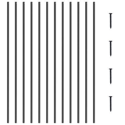 Staircase Metal Balusters 44 In, 0.5 In Square, 11-Pack, Satin Black