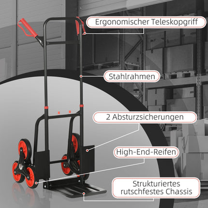 Treppensteiger-Sackkarre klappbar, Stahl, 150 kg Tragkraft