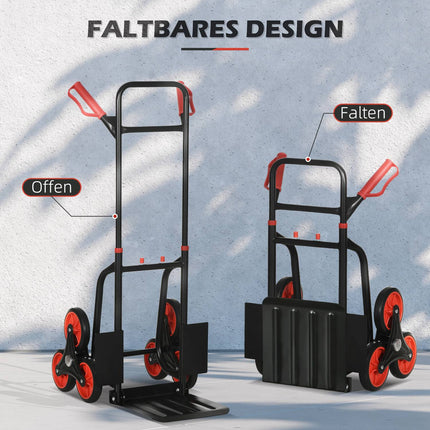 Treppensteiger-Sackkarre klappbar, Stahl, 150 kg Tragkraft