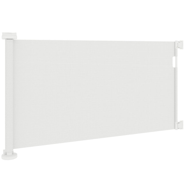 Treppenschutzgitter ausziehbar 0-136 cm, 87 cm hohes Türgitter für Haustiere, 142 x 10 x 87 cm, weiß