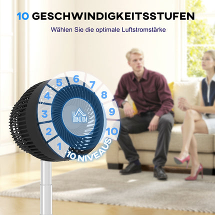 USB-wiederaufladbarer Standventilator mit Fernbedienung und 10 Geschwindigkeitsstufen