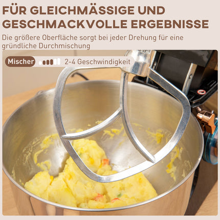 Küchenmaschine, 6 Geschwindigkeiten, 5,5L Edelstahlschüssel, Schwarz
