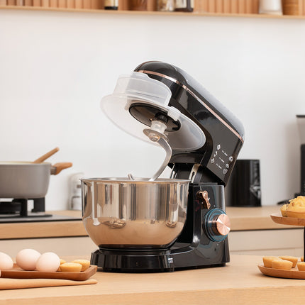 Küchenmaschine, 6 Geschwindigkeiten, 5,5L Edelstahlschüssel, Schwarz