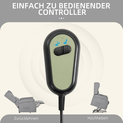Elektrischer Fernsehsessel mit Aufstehhilfe, graues Leinen