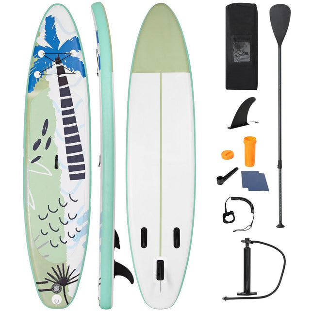 Stand Up Surfboard Aufblasbares Surfbrett Paddle Board 320 x 76 x 15 cm Grün