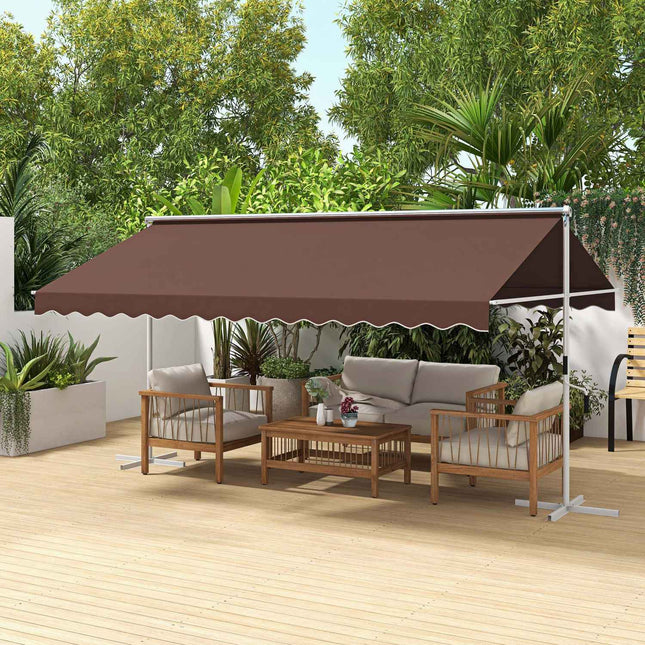 Steh-Terrassenmarkise 4,5x3,4m, Handkurbel, Sonnenschutz