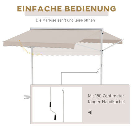 Beige Terrassenmarkise mit Gelenkarm 3x3M