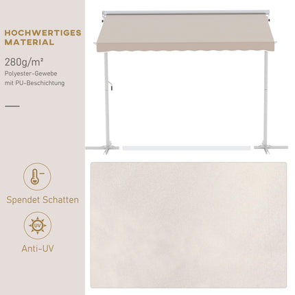 Beige Terrassenmarkise mit Gelenkarm 3x3M