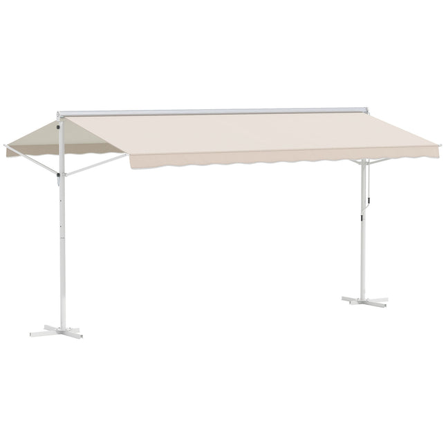 Beige Falt-Terrassenmarkise, Kurbelbedienung, 4,5x3,4M