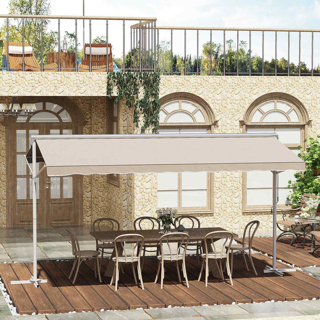 Beige Falt-Terrassenmarkise, Kurbelbedienung, 4,5x3,4M