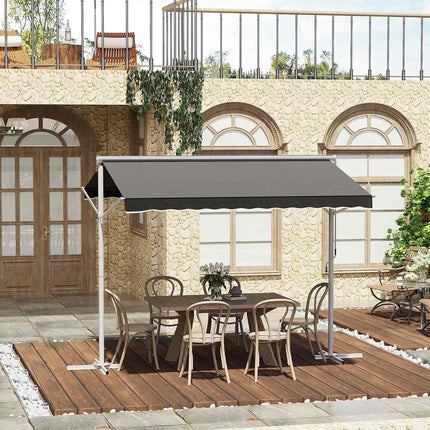 Graue Patio-Markise mit Gelenkarm, 3x3M - Garten-Sichtschutz