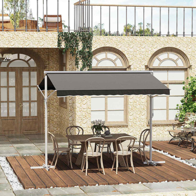 Graue Patio-Markise mit Gelenkarm, 3x3M - Garten-Sichtschutz