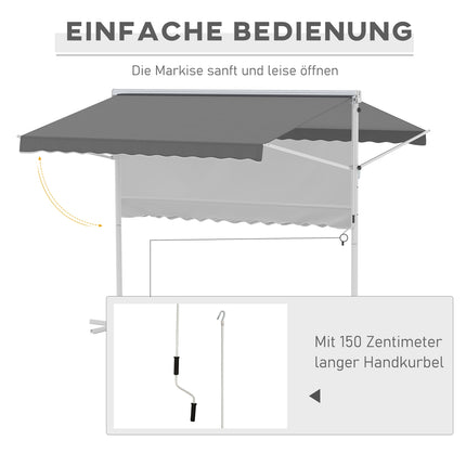 Graue Patio-Markise mit Gelenkarm, 3x3M - Garten-Sichtschutz