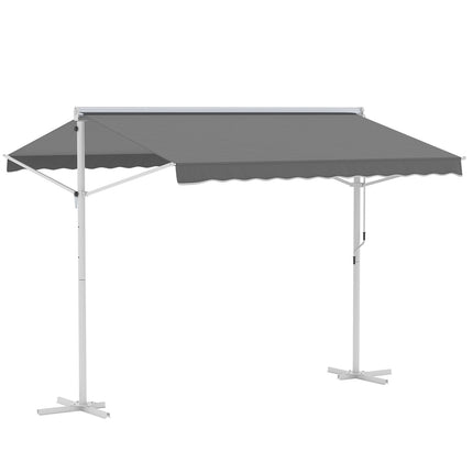 Graue Patio-Markise mit Gelenkarm, 3x3M - Garten-Sichtschutz