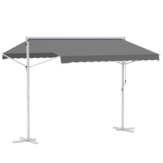 Graue Patio-Markise mit Gelenkarm, 3x3M - Garten-Sichtschutz