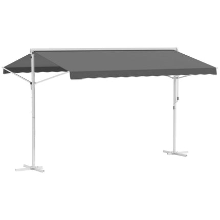 Graue Falt-Terrassenmarkise, 4x3m - Stehende Ausführung