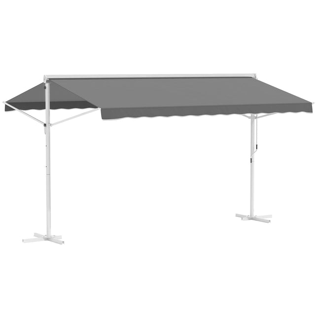 Terrassen-Gartenmarkise mit Gelenkarm, 4,5x3,4m, Grau