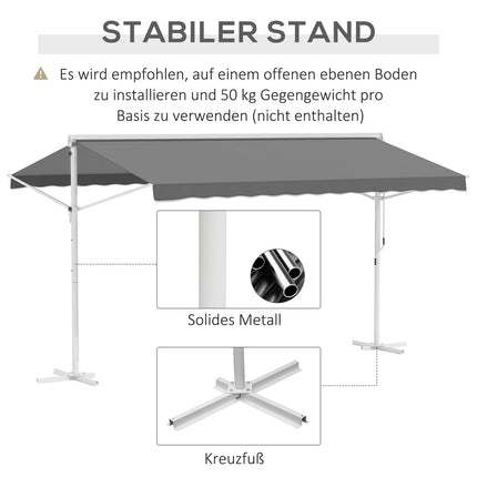 Zahradní markýza s výsuvným ramenem, 4.5x3.4M, šedá