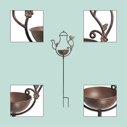 Standing Bird Bath, Cast Iron Teapot Design