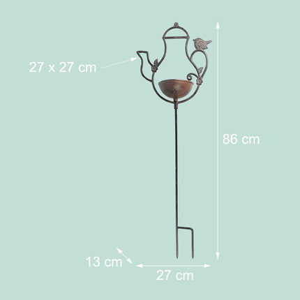 Standing Bird Bath, Cast Iron Teapot Design