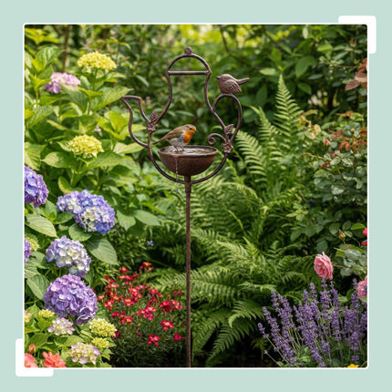 Standing Bird Bath, Cast Iron Teapot Design