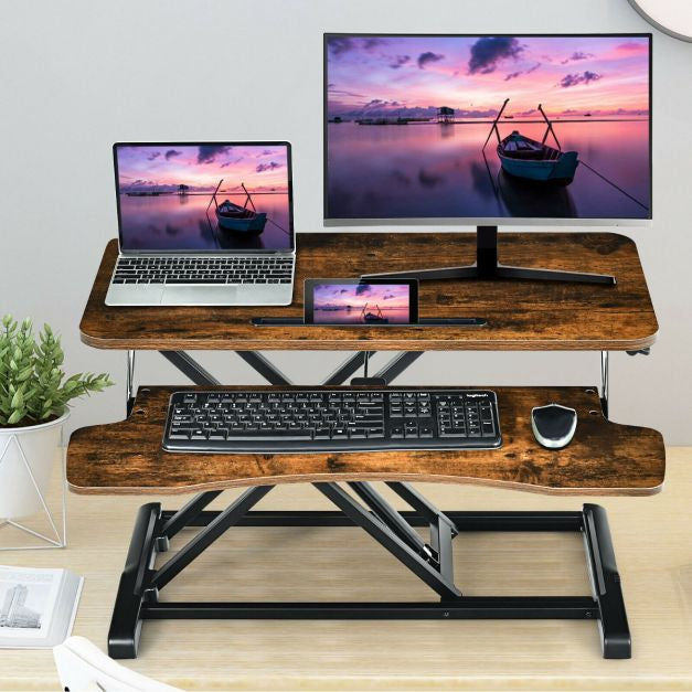 Stehpultaufsatz, Gasfeder, Tastaturauszug, Tablet-Halterung