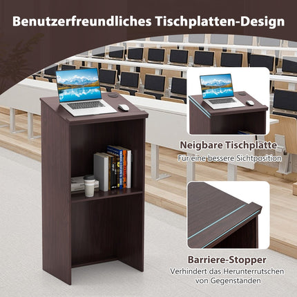 Standing Desk Lectern with Shelf & Cable Management