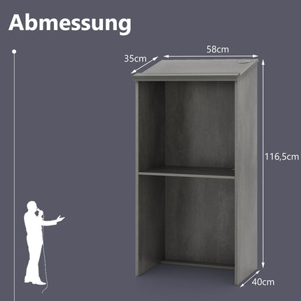 Stehpult mit Ablage & Kabelmanagement, Grau