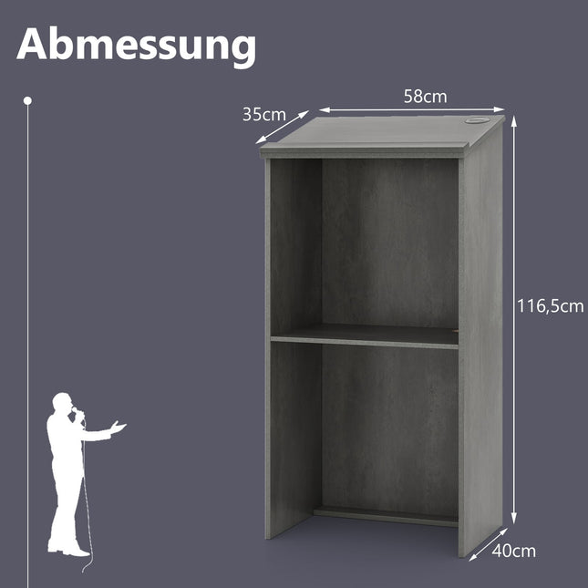 Stehpult mit Ablage & Kabelmanagement, Grau