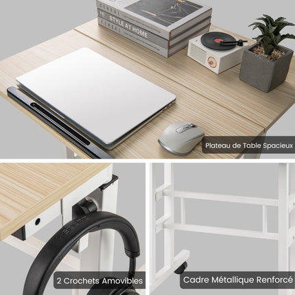 Standing Desk on Wheels, Height Adjustable, Tilt Tray