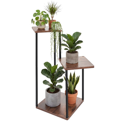 Standing Flower Stand 78 cm with 3 Shelves, Iron Frame, 40 kg Load