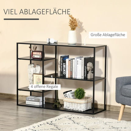 Stehendes Metallregal mit 5 offenen Fächern, schwarz