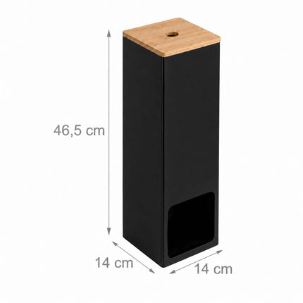 Standing Toilet Roll Holder for 4 Rolls, Wall-Mountable, Black