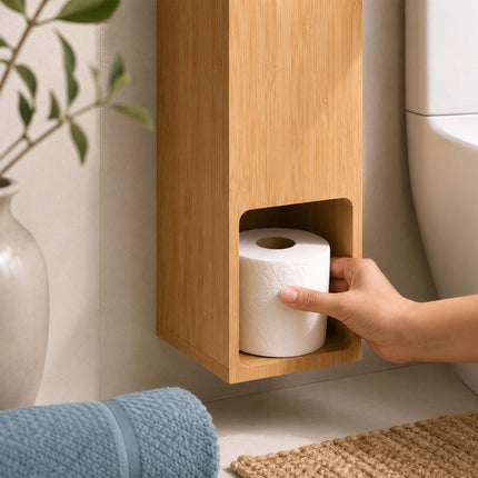Standing Toilet Roll Holder for 4 Rolls, Wall-Mountable, White