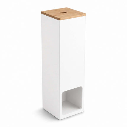Standing Toilet Roll Holder for 4 Rolls, Wall-Mountable, White