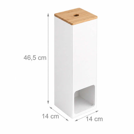 Standing Toilet Roll Holder for 4 Rolls, Wall-Mountable, White