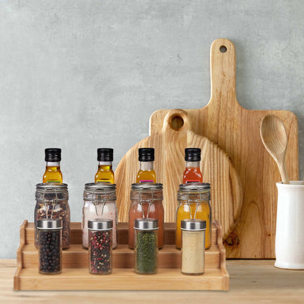 Standing bamboo spice rack