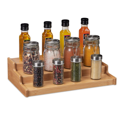Standing bamboo spice rack