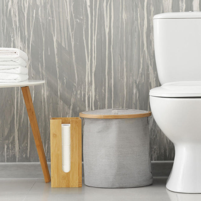 Porte-papier toilette sur pied en bambou