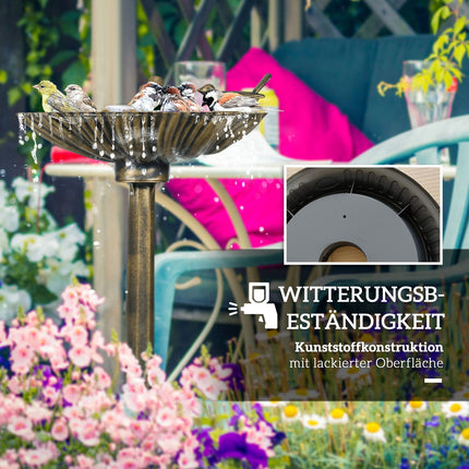 Bain d'oiseaux sur pied, bain d'oiseaux en plastique, bassin d'oiseaux résistant au gel, abreuvoir d'hiver pour oiseaux sauvages, bol d'eau, point d'eau pour jardin, terrasse, balcon, 49,5 x 38 x 81 cm, bronze