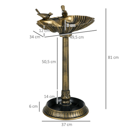 Bain d'oiseaux sur pied, bain d'oiseaux en plastique, bassin d'oiseaux résistant au gel, abreuvoir d'hiver pour oiseaux sauvages, bol d'eau, point d'eau pour jardin, terrasse, balcon, 49,5 x 38 x 81 cm, bronze