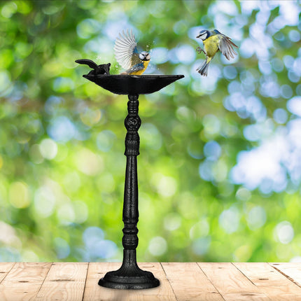 Standing bird bath in cast iron