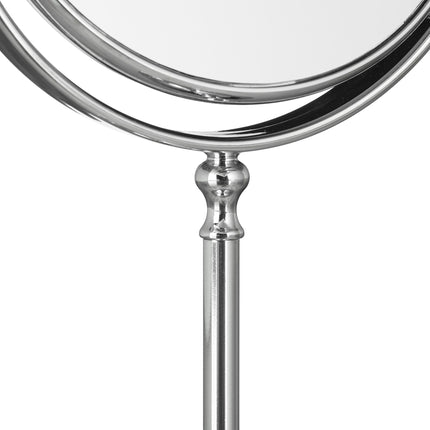 Standing cosmetic mirror with magnification