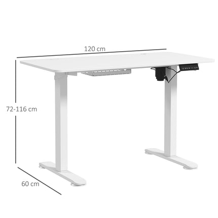 Elektrischer Stehschreibtisch, höhenverstellbar, 120x60cm, weiß