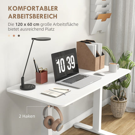 Elektrischer Stehschreibtisch, höhenverstellbar, 120x60cm, weiß